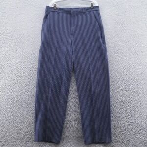 Banana Republic Womens Sculpted Stretch Straight Pants 14 Navy‎ Blue Pinstripe